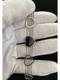 Браслет Серця срібного кольору замок карабін 32609