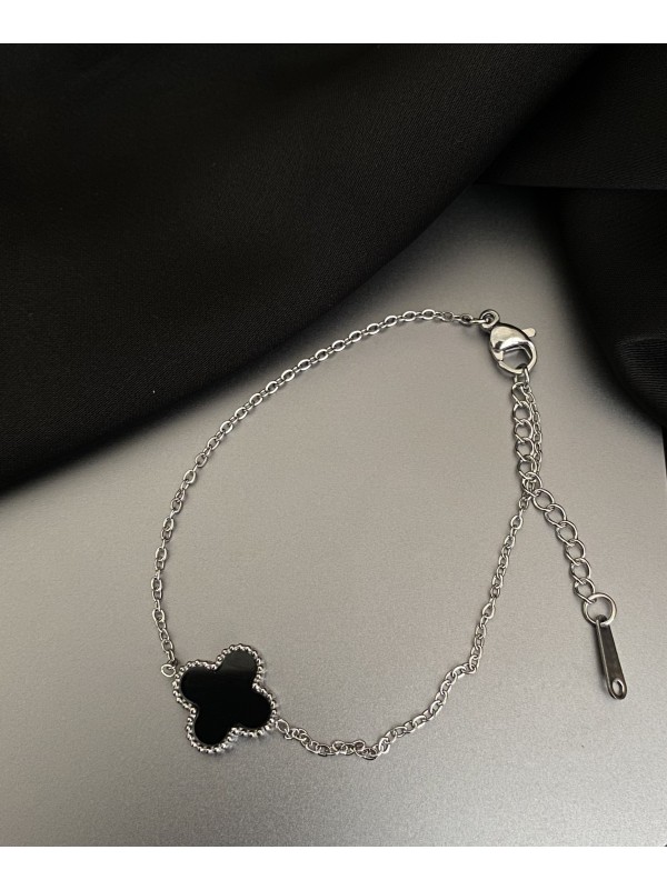 Браслет Конюшина двосторонній срібного кольору замок карабін 32610