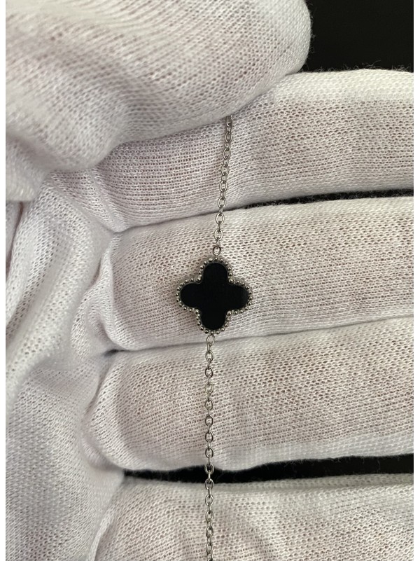 Браслет Конюшина двосторонній срібного кольору замок карабін 32610