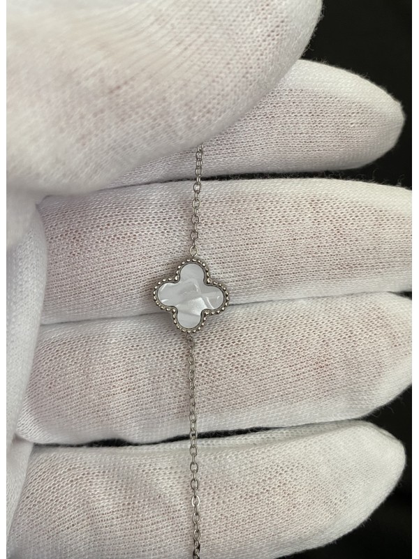 Браслет Конюшина двосторонній срібного кольору замок карабін 32610