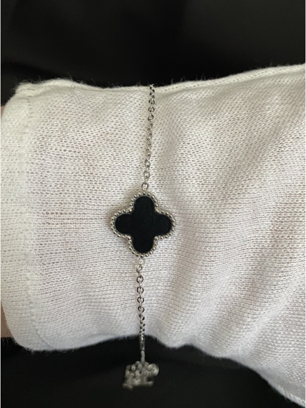 Браслет Конюшина двосторонній срібного кольору замок карабін 32610