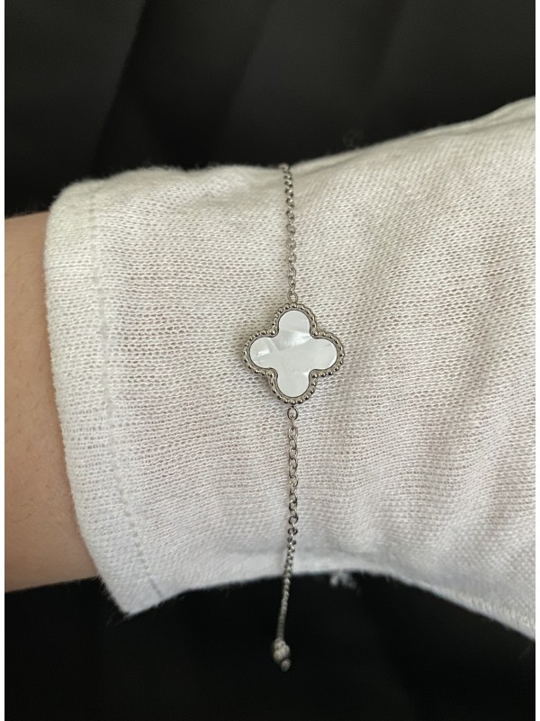 Браслет Конюшина двосторонній срібного кольору замок карабін 32610