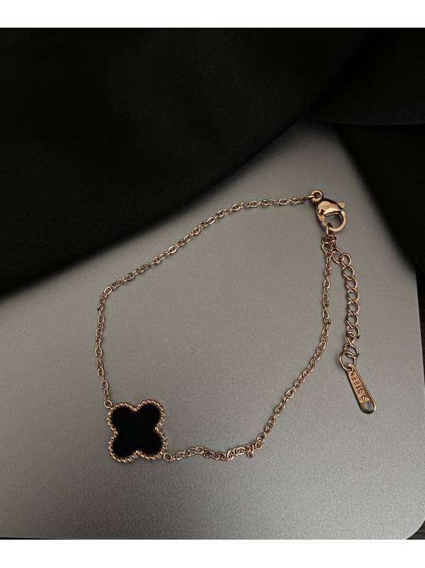 Браслет Конюшина двосторонній золотого кольору замок карабін 32611