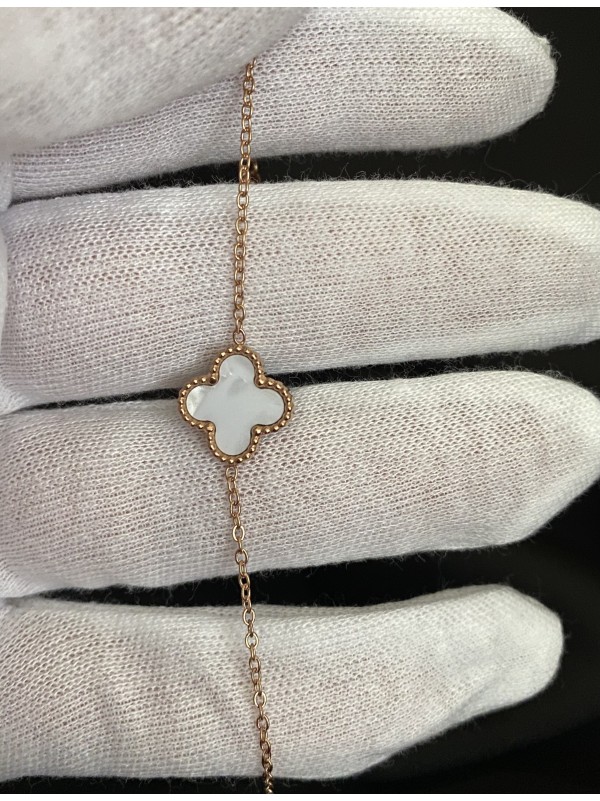 Браслет Конюшина двосторонній золотого кольору замок карабін 32611