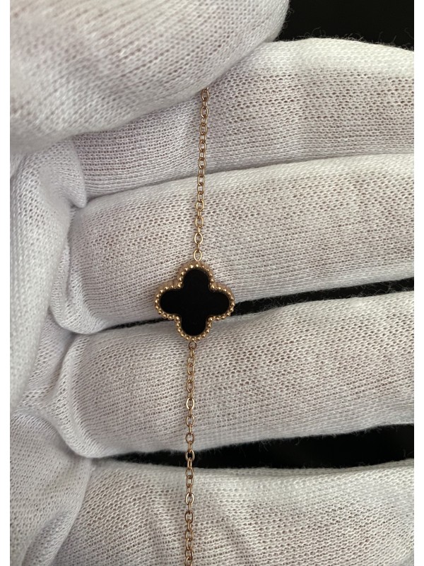 Браслет Конюшина двосторонній золотого кольору замок карабін 32611