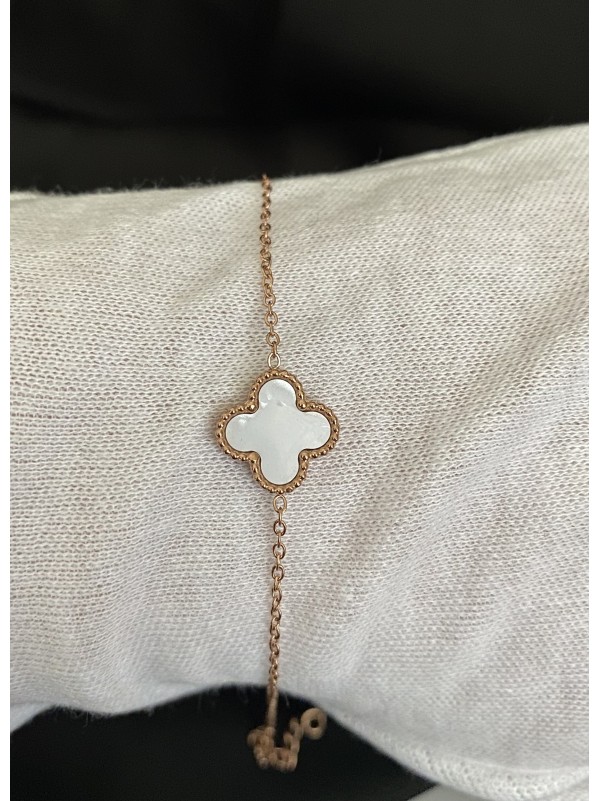 Браслет Конюшина двосторонній золотого кольору замок карабін 32611