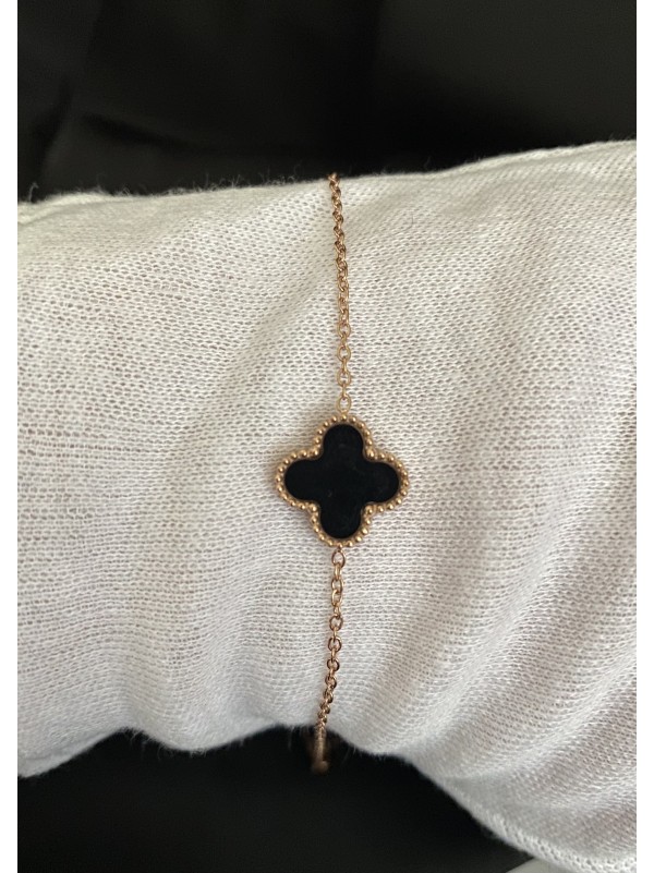 Браслет Конюшина двосторонній золотого кольору замок карабін 32611