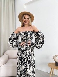 Довга лляна сукня чорного кольору 32627