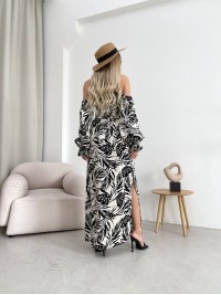 Довга лляна сукня чорного кольору 32627