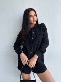 Мусліновий костюм із шортами чорного кольору 32654
