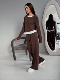 Жіночий прогулянковий костюм коричневого кольору 32655