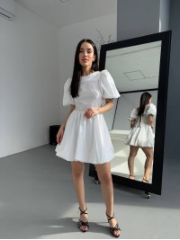 Сукня міні з відкритою спинкою молочного кольору 32657