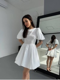 Сукня міні з відкритою спинкою молочного кольору 32657