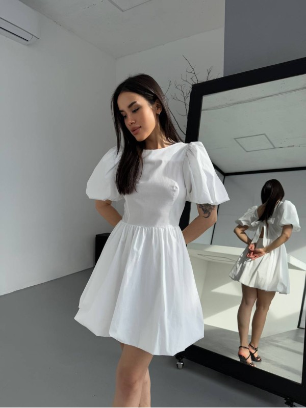 Сукня міні з відкритою спинкою молочного кольору 32657