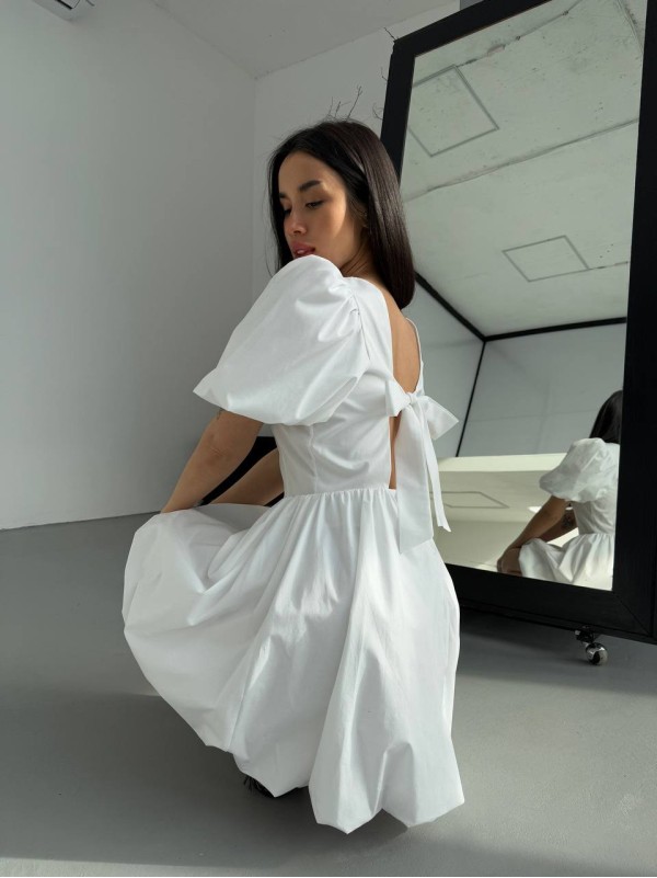 Сукня міні з відкритою спинкою молочного кольору 32657