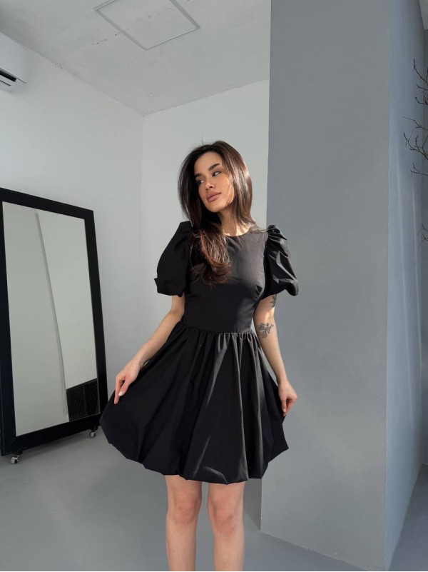 Сукня міні з відкритою спинкою чорного кольору 32658