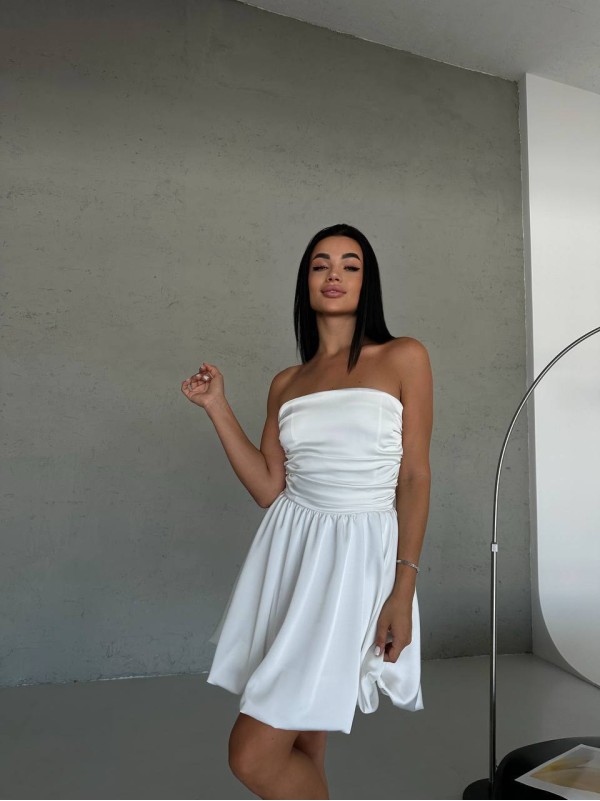 Вечірня сукня міні молочного кольору 32663