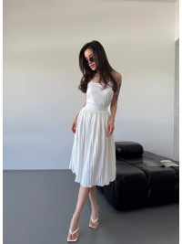 Жіноча легка спідниця плісе молочного кольору 32672