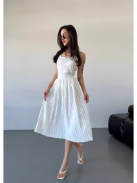 Жіноча легка спідниця плісе молочного кольору 32672