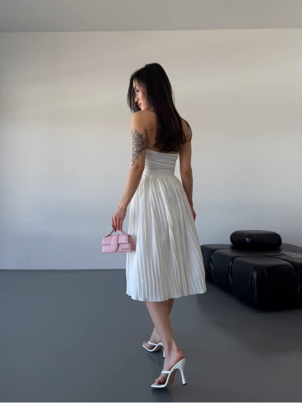 Жіноча легка спідниця плісе молочного кольору 32672