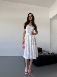 Жіноча легка спідниця плісе молочного кольору 32672