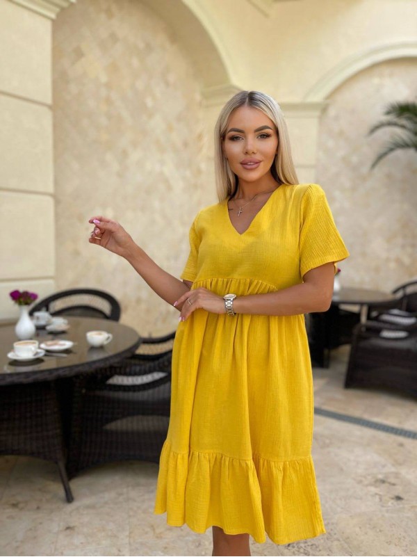 Легка муслінова сукня жовтого кольору 32681
