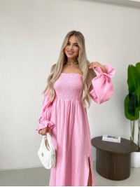 Довга муслінова сукня рожевого кольору 32689