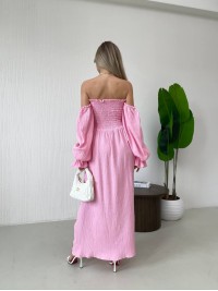 Довга муслінова сукня рожевого кольору 32689