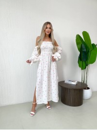 Довга муслінова сукня в серце молочного кольору 32693