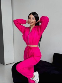 Жіночий спортивний костюм на змійці малинового кольору 32698