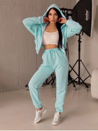 Жіночий спортивний костюм на змійці бiрюзового кольору 32700