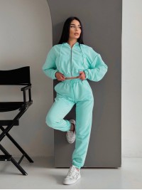 Жіночий спортивний костюм на змійці бiрюзового кольору 32700