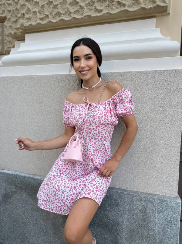 Чарівне плаття міні рожевого кольору 32721