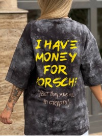 Жіноча футболка з жовтим написом графітового кольору 32727