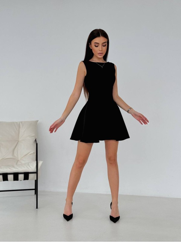 Коктельна сукня клеш чорного кольору 32732