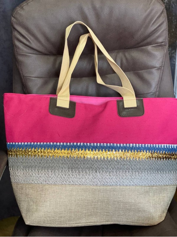 Жіноча пляжна сумка на плече малинового кольору 32742