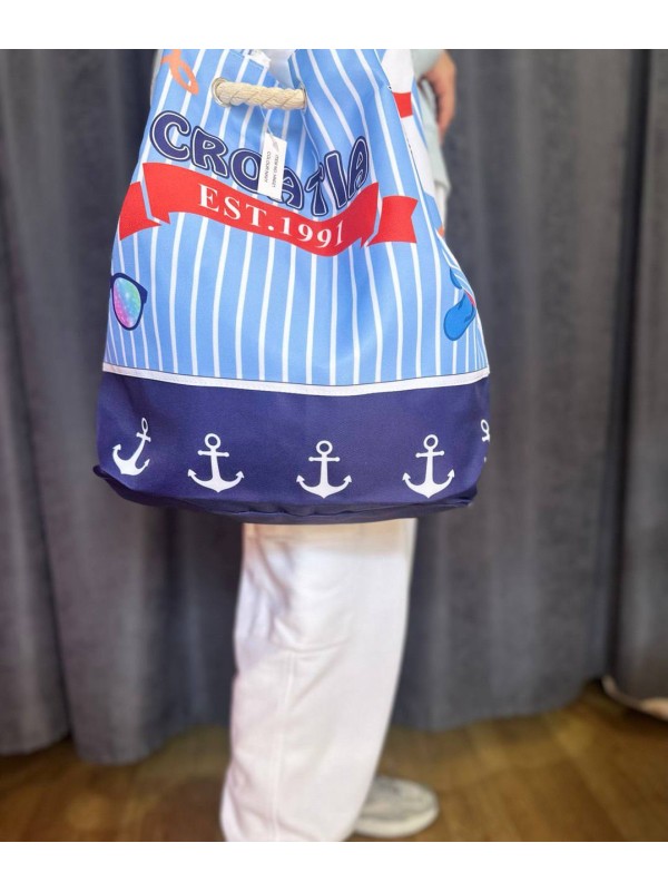 Жіночий текстильний рюкзак блакитного кольору 32748