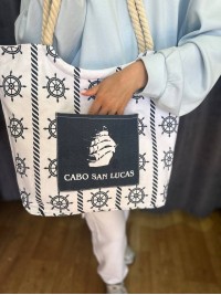 Жіноча пляжна сумка молочного кольору 32749