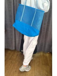 Жіноча сумка пляжна сітка синього кольору 32753