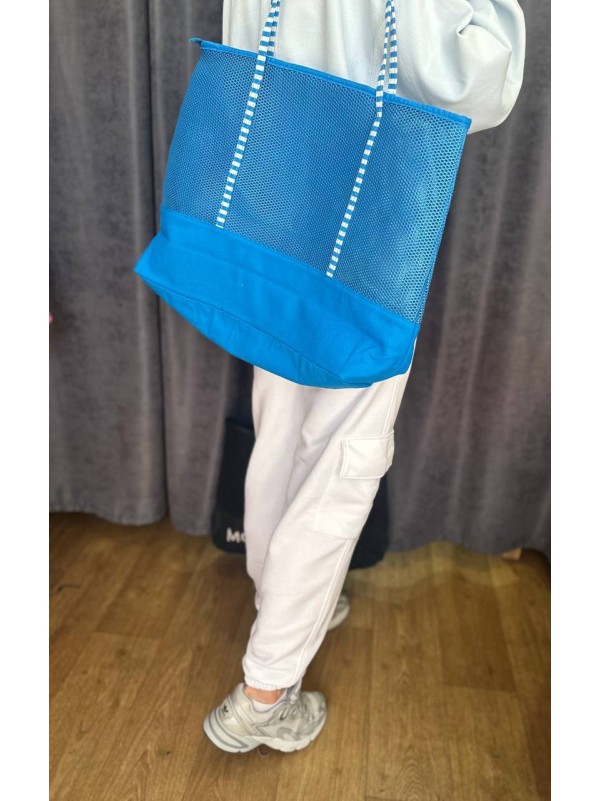 Жіноча сумка пляжна сітка синього кольору 32753