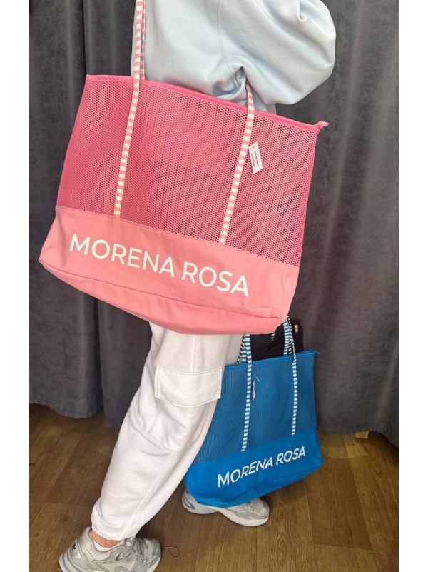 Жіноча сумка пляжна сітка рожевого кольору 32755