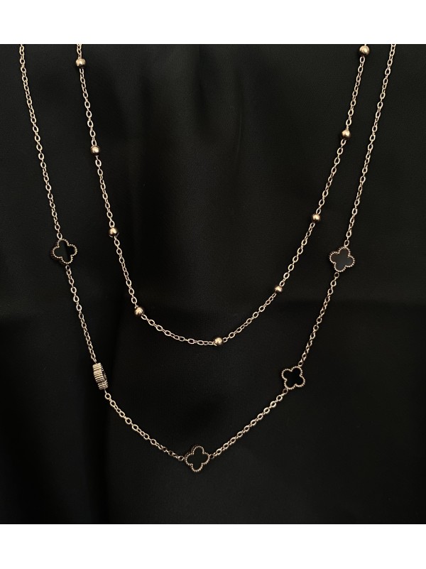 Підвіска маленькі конюшини з ланцюжком золотого кольору 32765