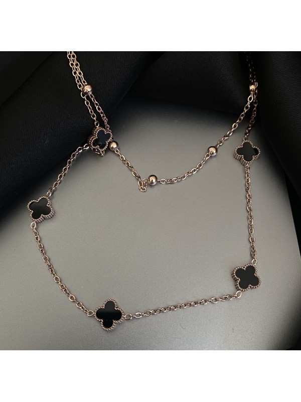 Підвіска маленькі конюшини з ланцюжком золотого кольору 32765