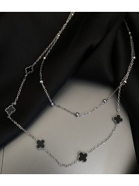 Підвіска маленькі конюшини з ланцюжком срібного кольору 32766