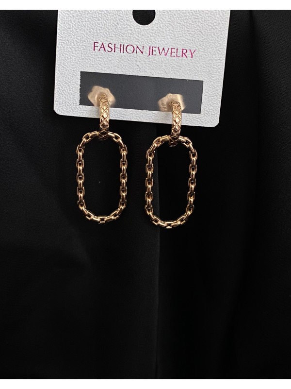 Сережки ланцюг золотого кольору штифтовий замок 32771