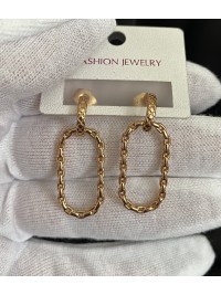 Сережки ланцюг золотого кольору штифтовий замок 32771