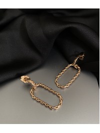 Сережки ланцюг золотого кольору штифтовий замок 32771