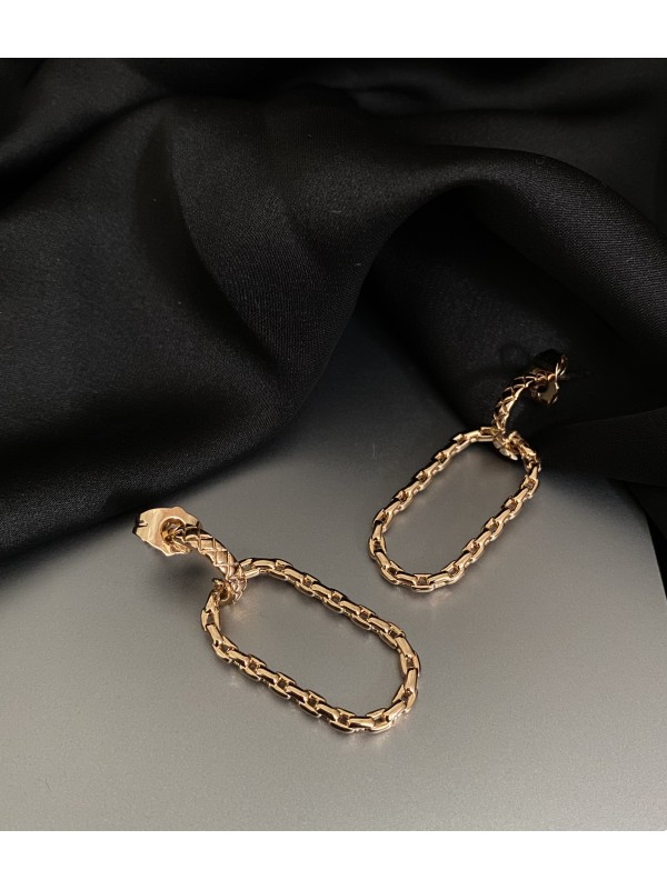 Сережки ланцюг золотого кольору штифтовий замок 32771