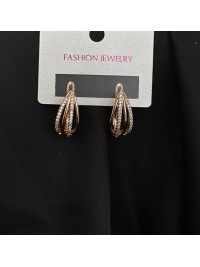 Сережки з камінням золотого кольору англійський замок 32778