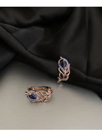 Сережки із синім камінням золотого кольору англійський замок 32780